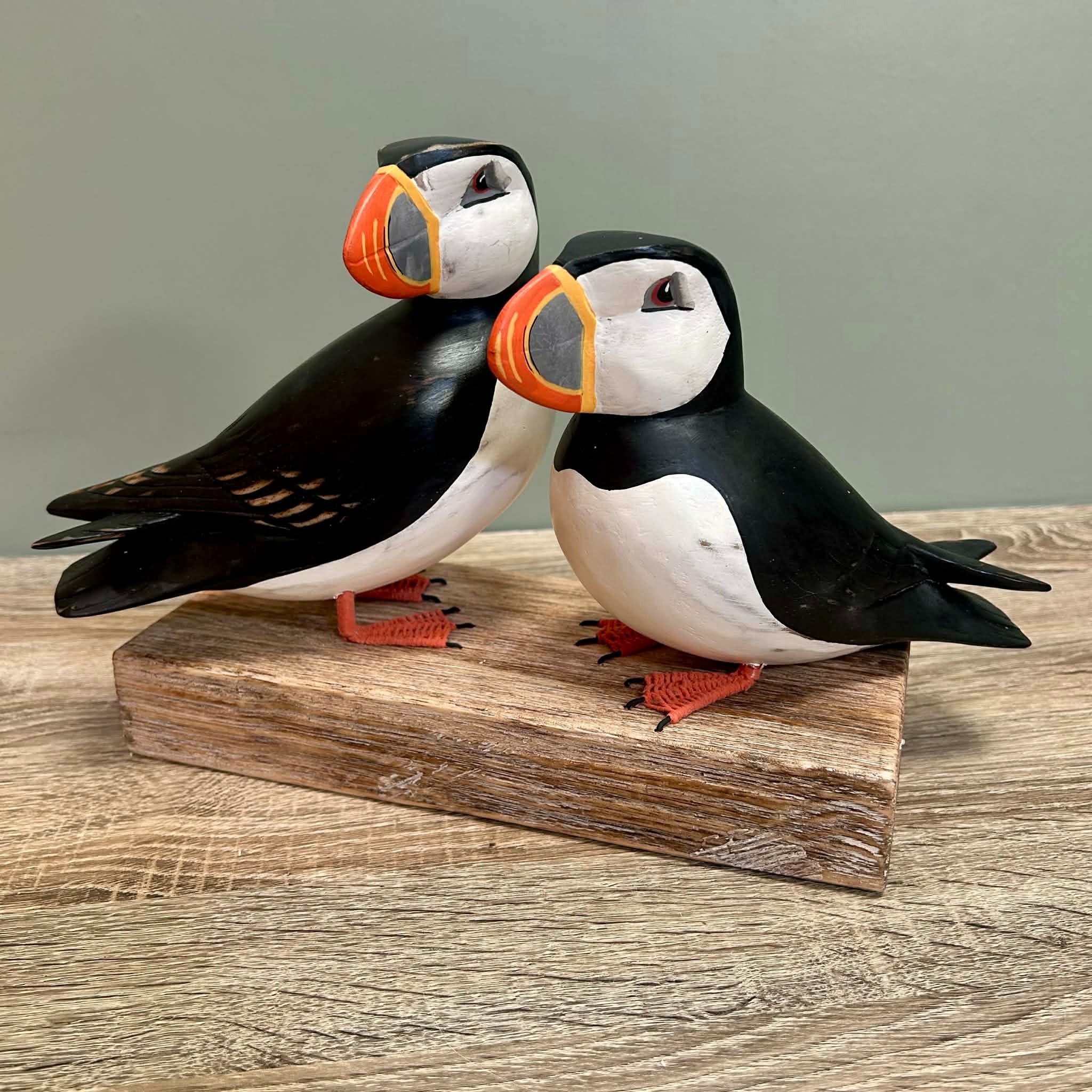 Puffins On Wooden Stand