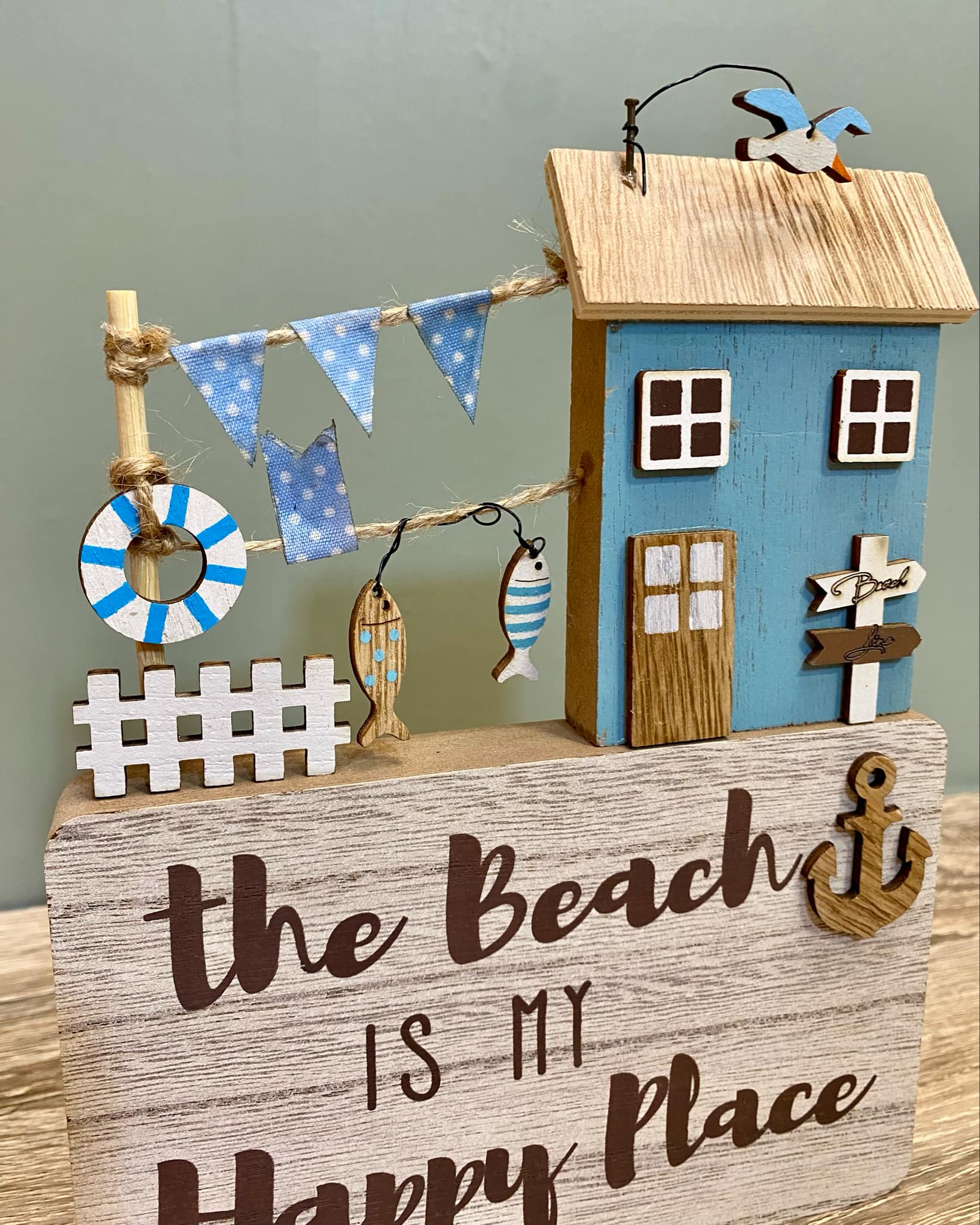Wooden Coastal & Beach Hut Scene Sign
