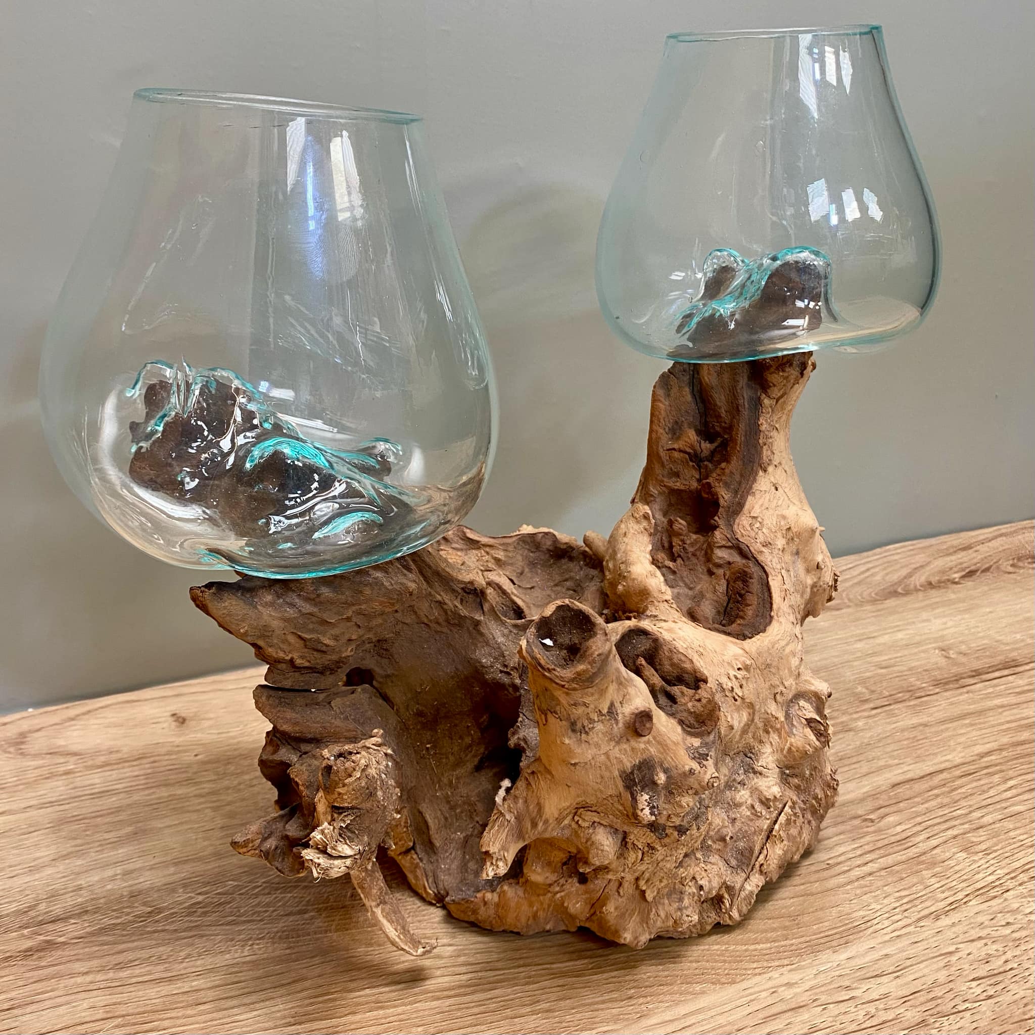 Driftwood Double Glass Vase
