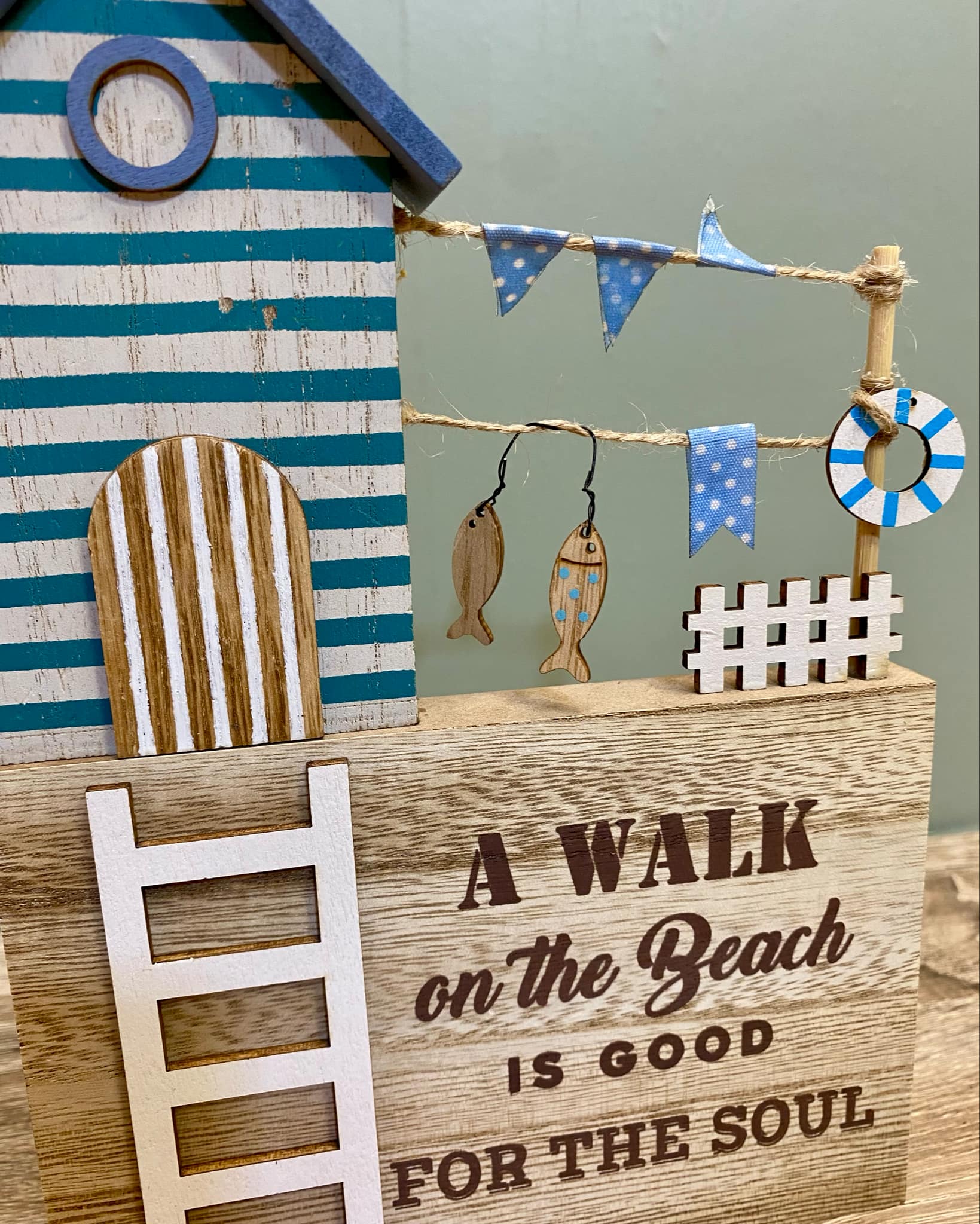 Wooden Coastal & Beach Hut Scene Sign
