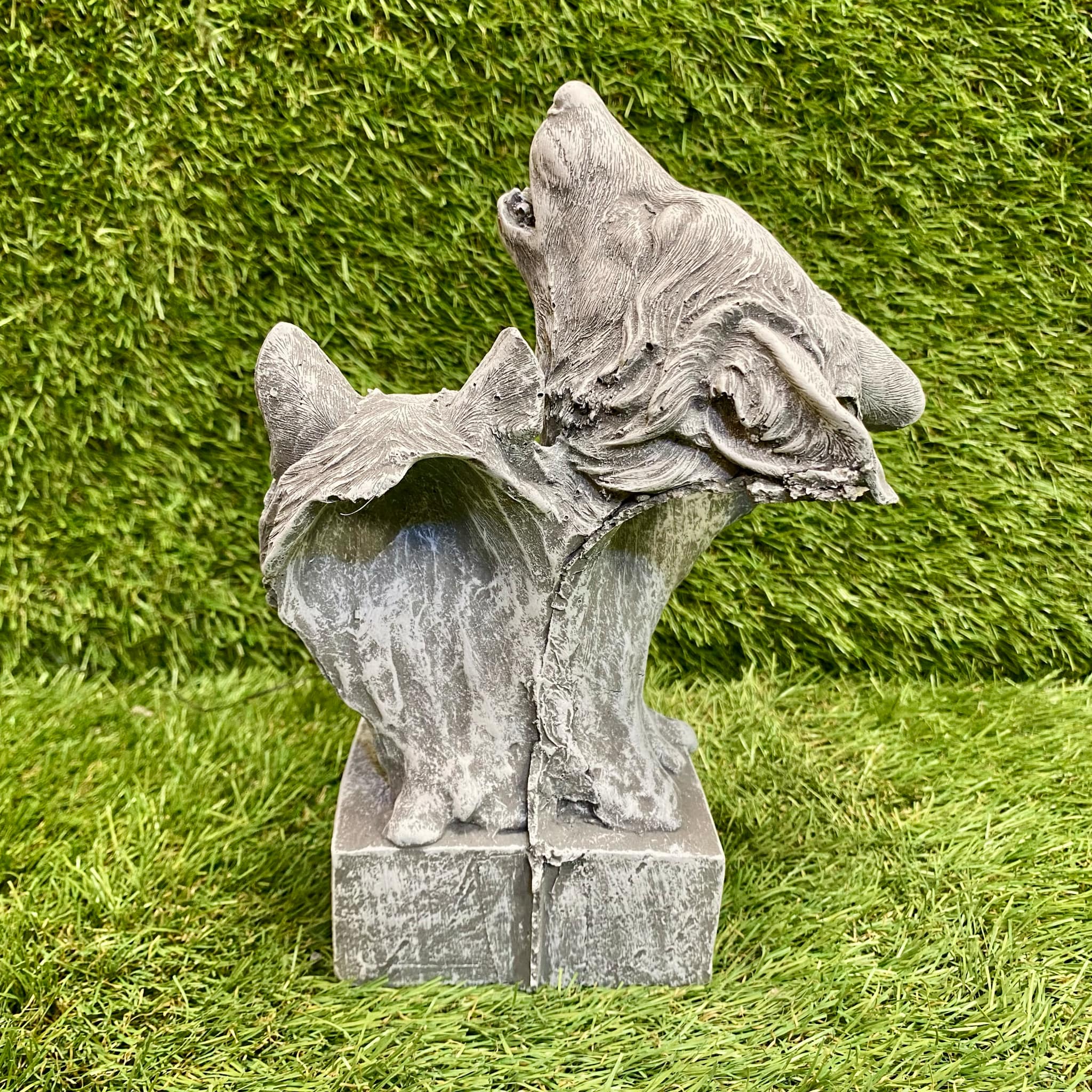 Two Wolves Heads On Stand
