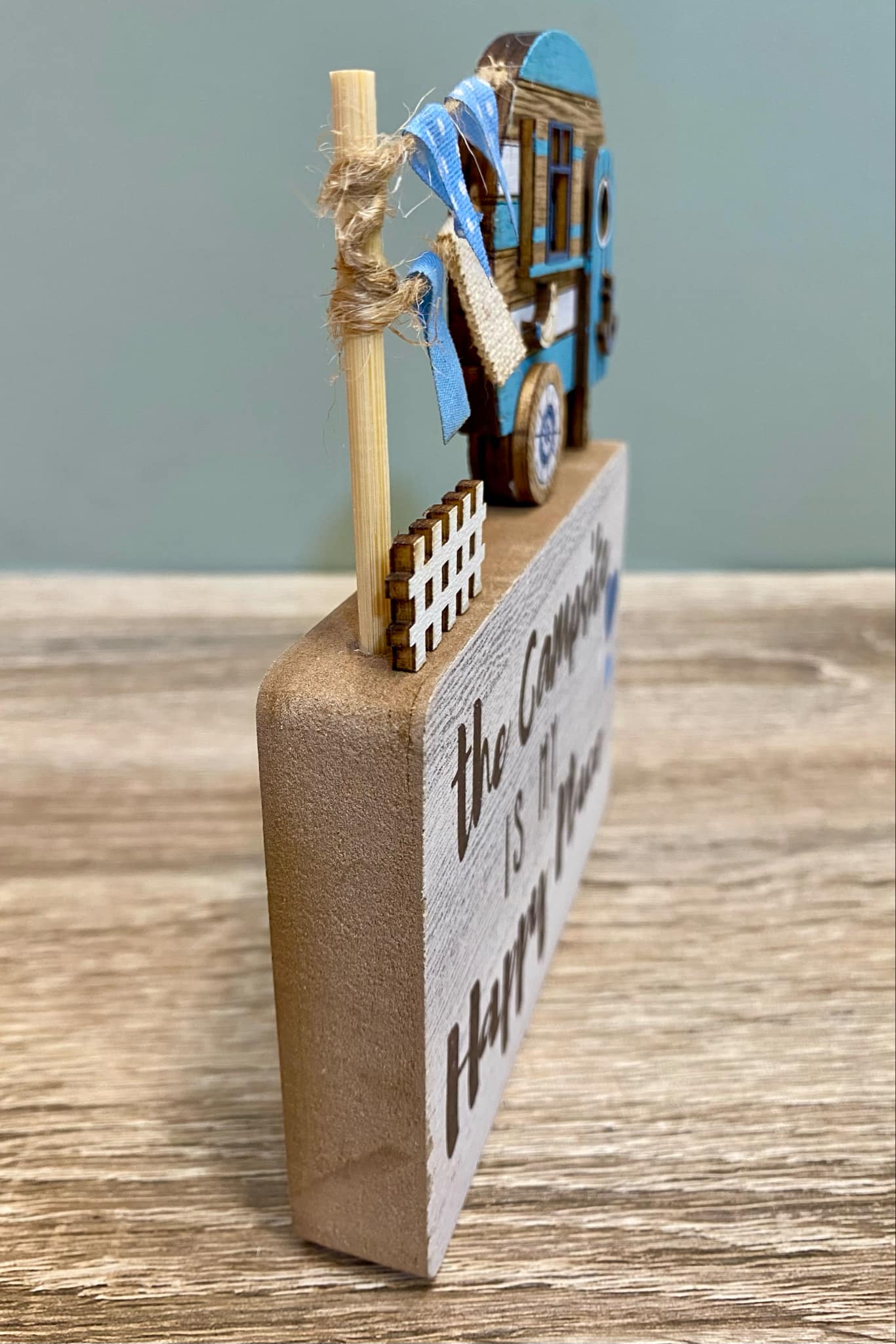 Wooden Caravan Scene Sign