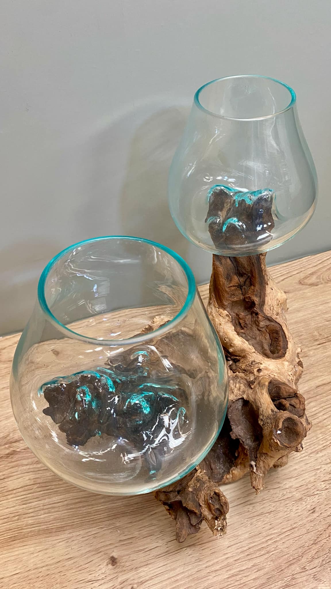 Driftwood Double Glass Vase