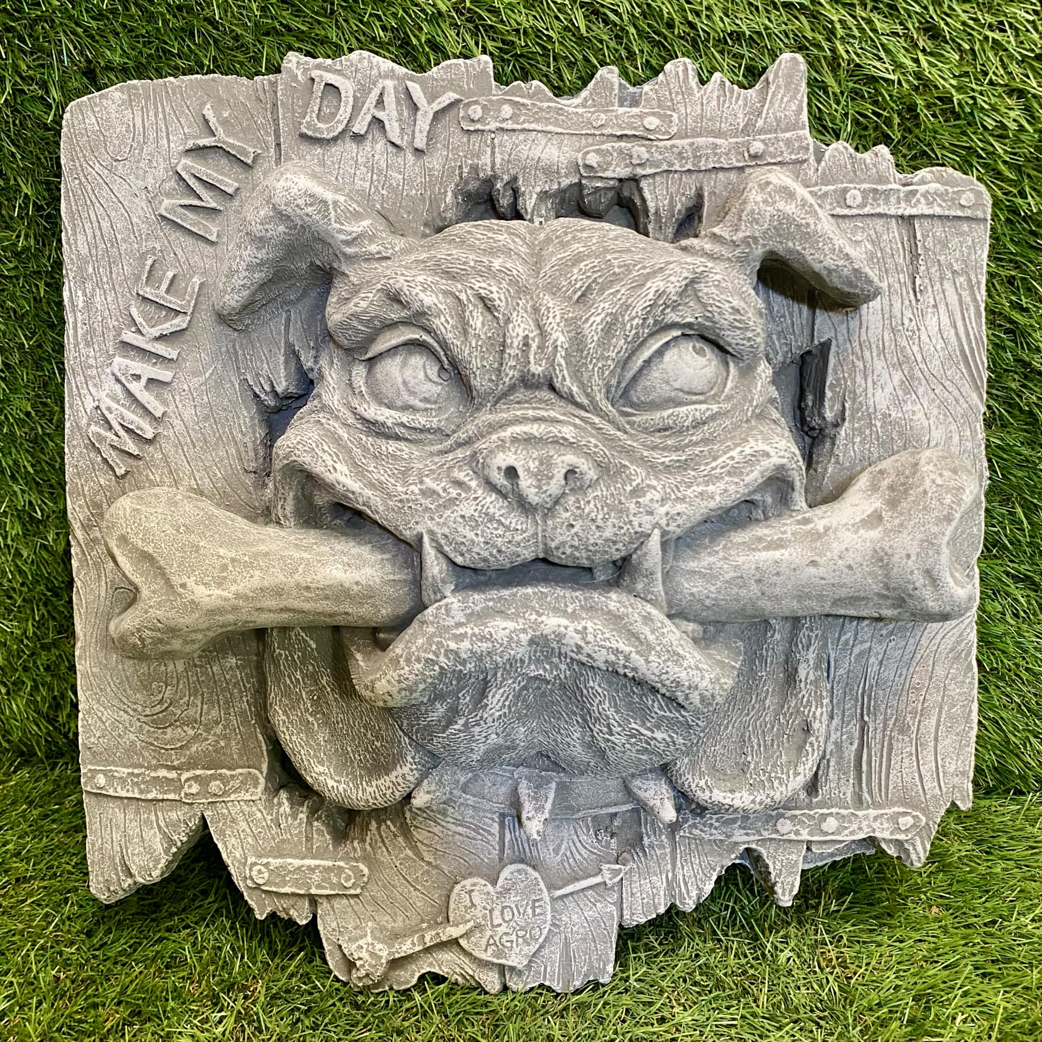 Large Bulldog In Fence Plaque