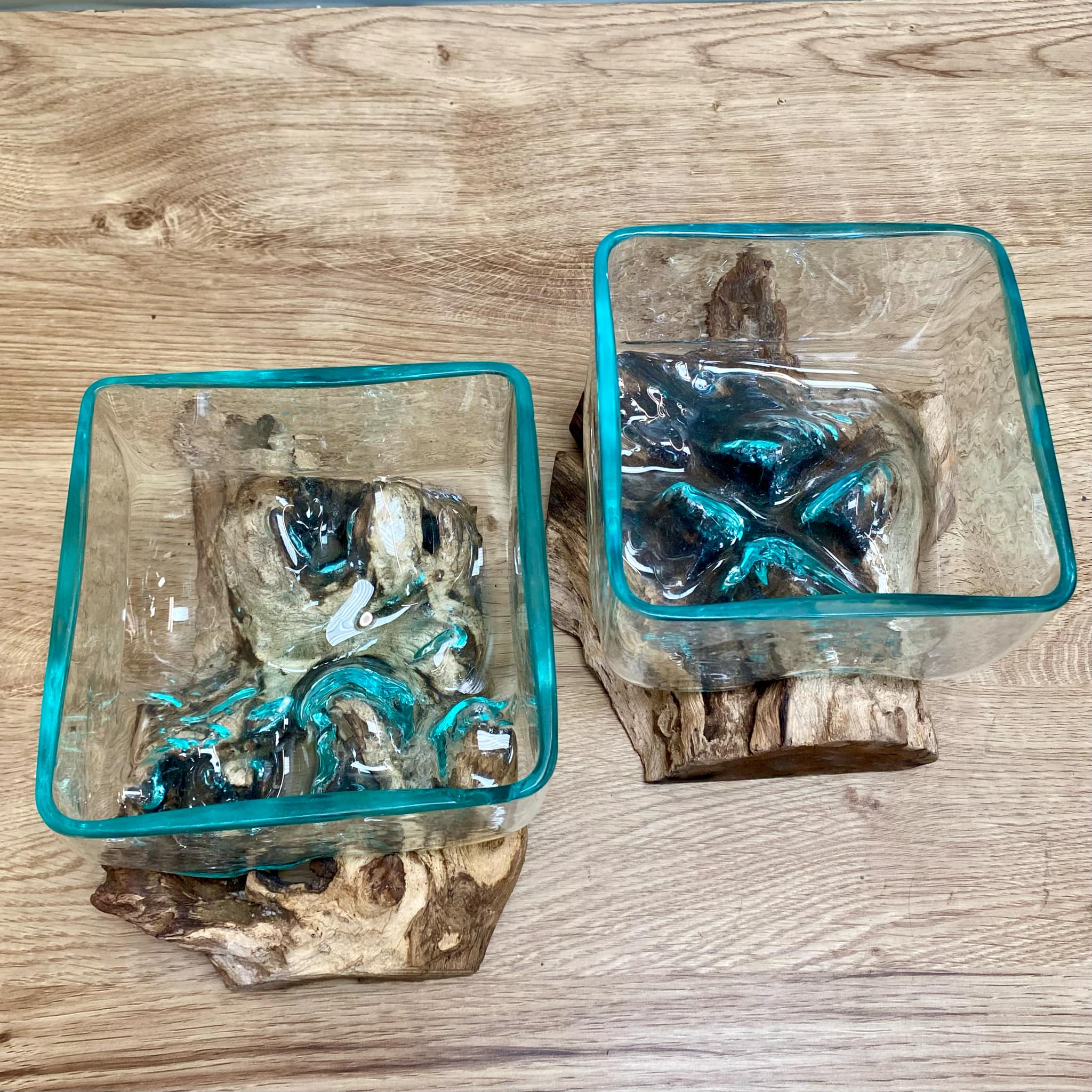 Driftwood Glass Square Bowl