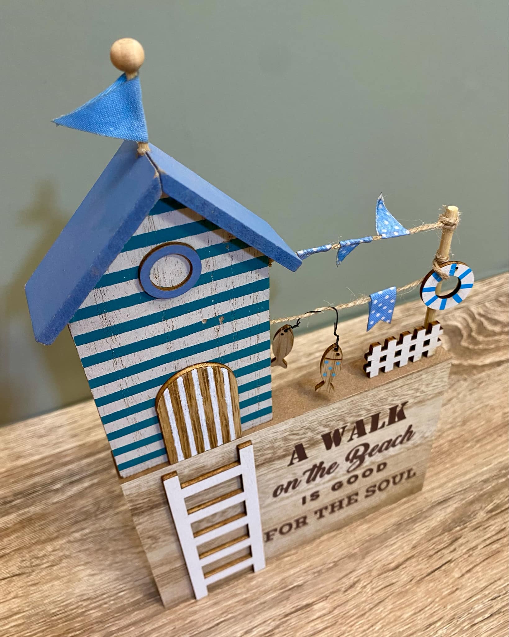 Wooden Coastal & Beach Hut Scene Sign