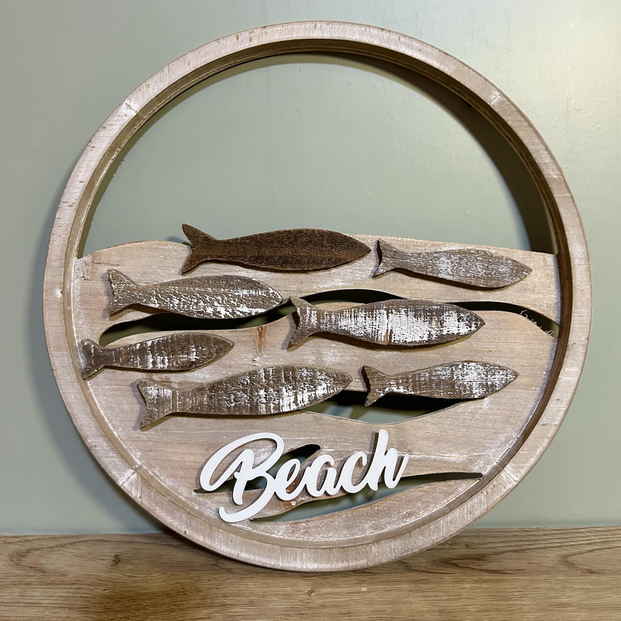 Wooden Beach Fish Wall Décor