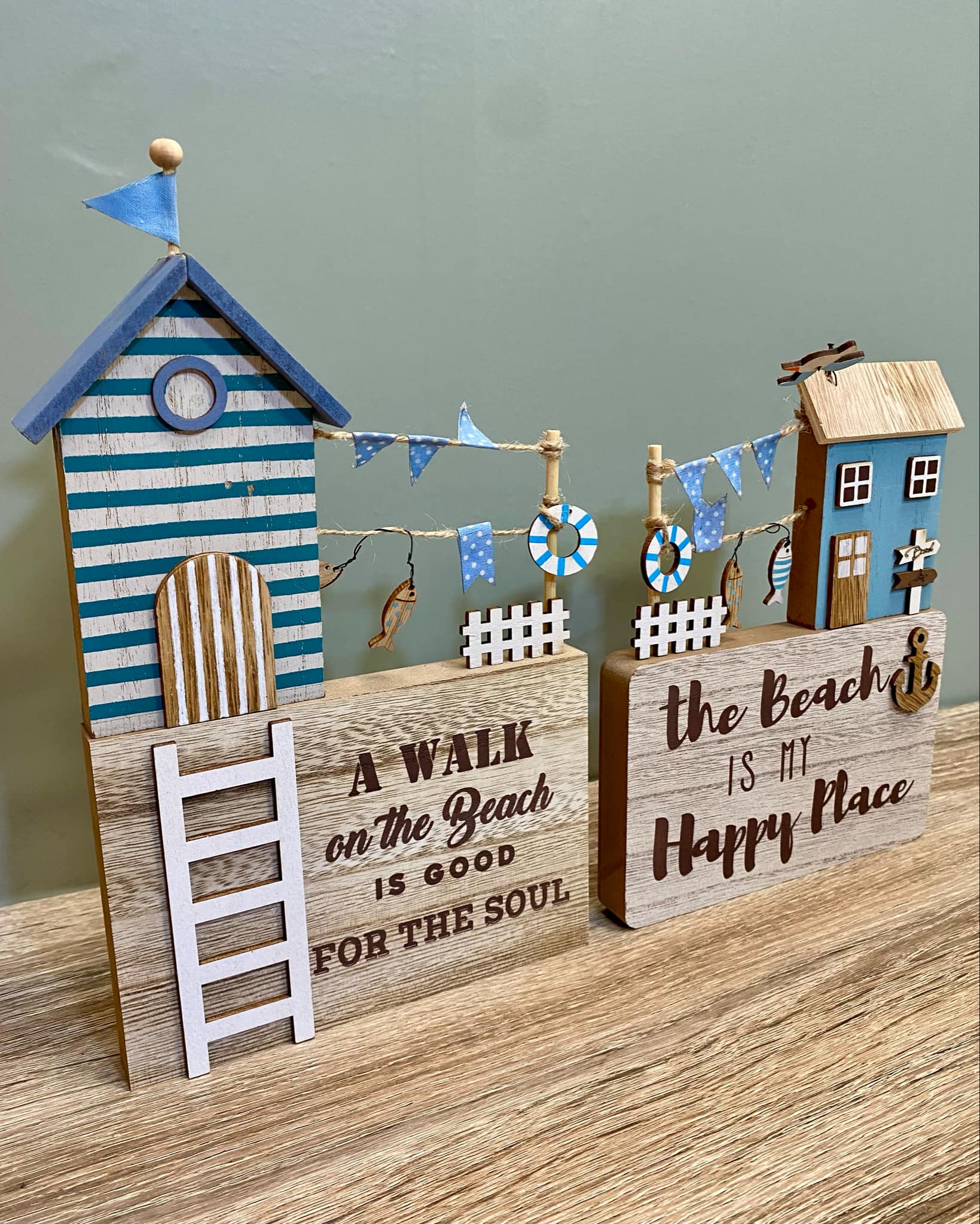Wooden Coastal & Beach Hut Scene Sign