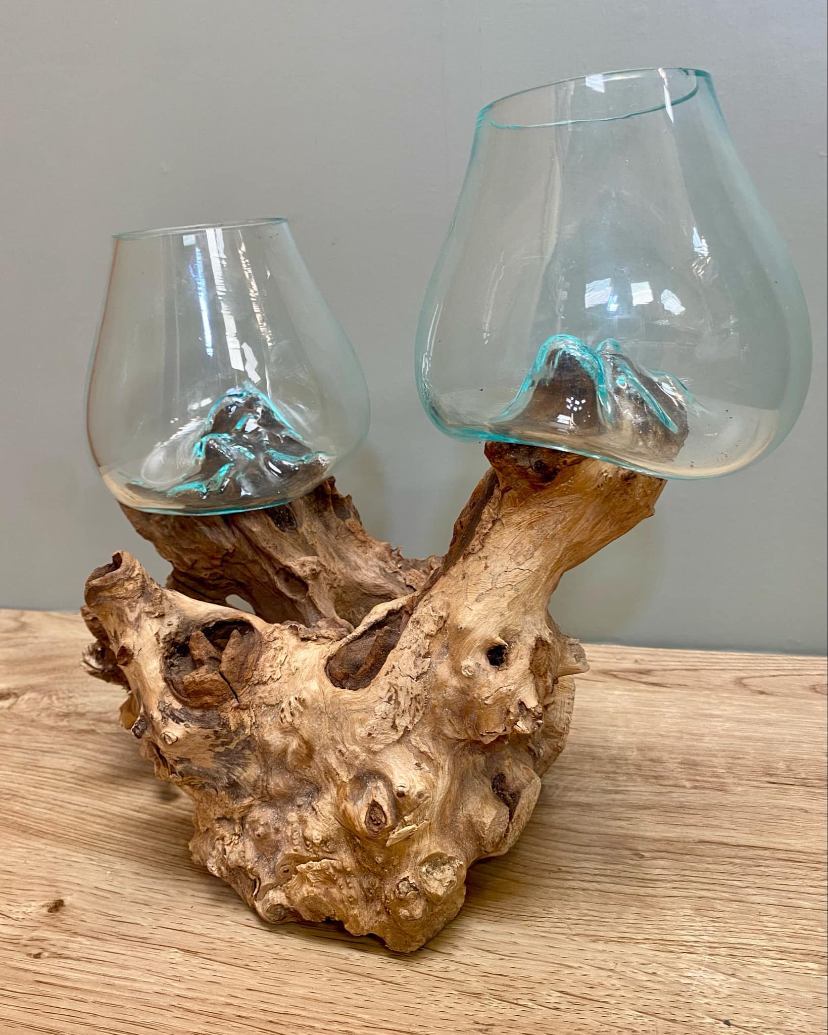 Driftwood Double Glass Vase