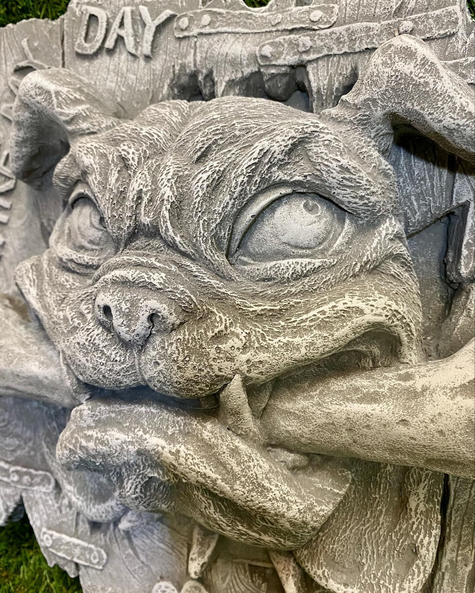 Large Bulldog In Fence Plaque