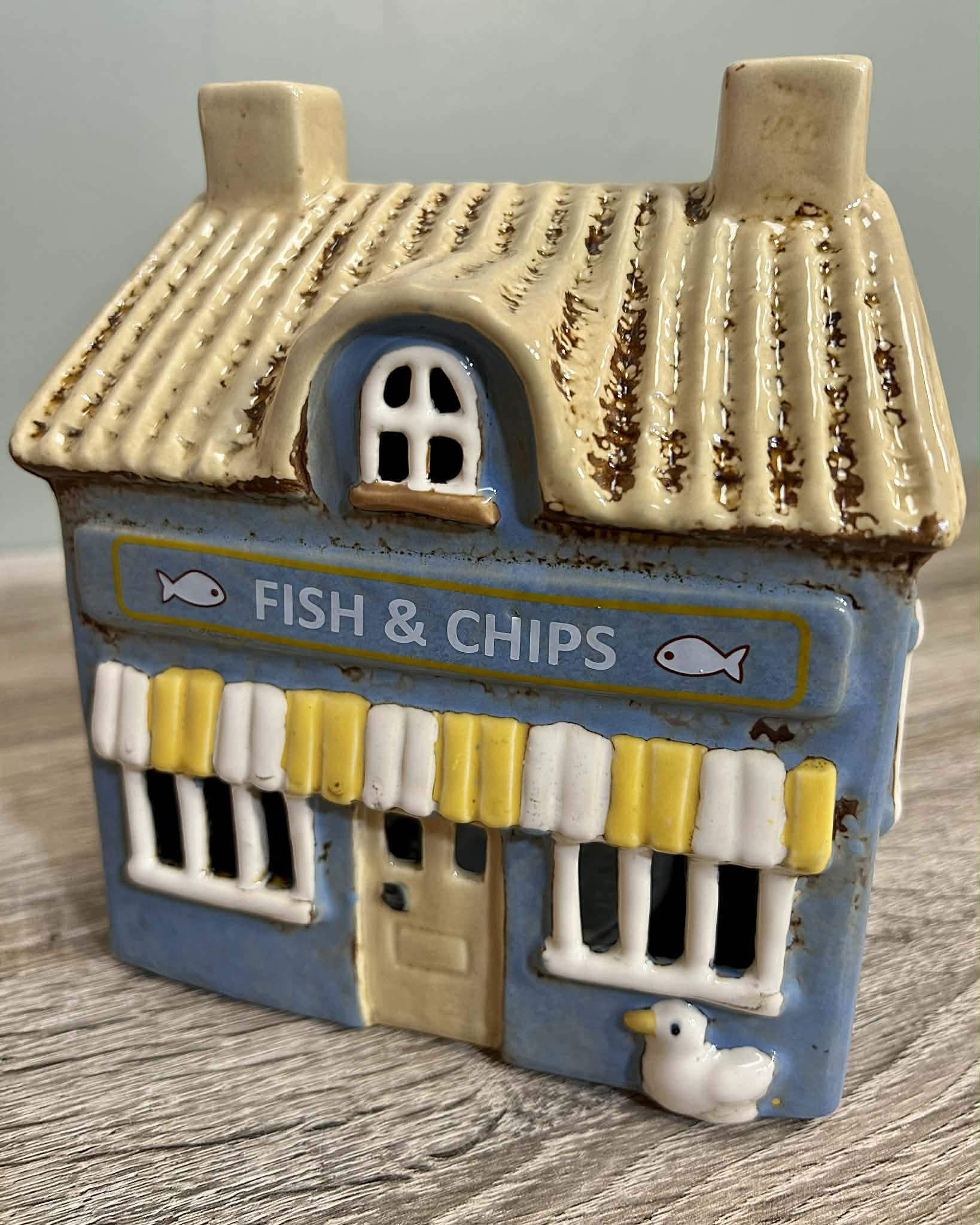 Ceramic Tealight Fish And Chip Shop