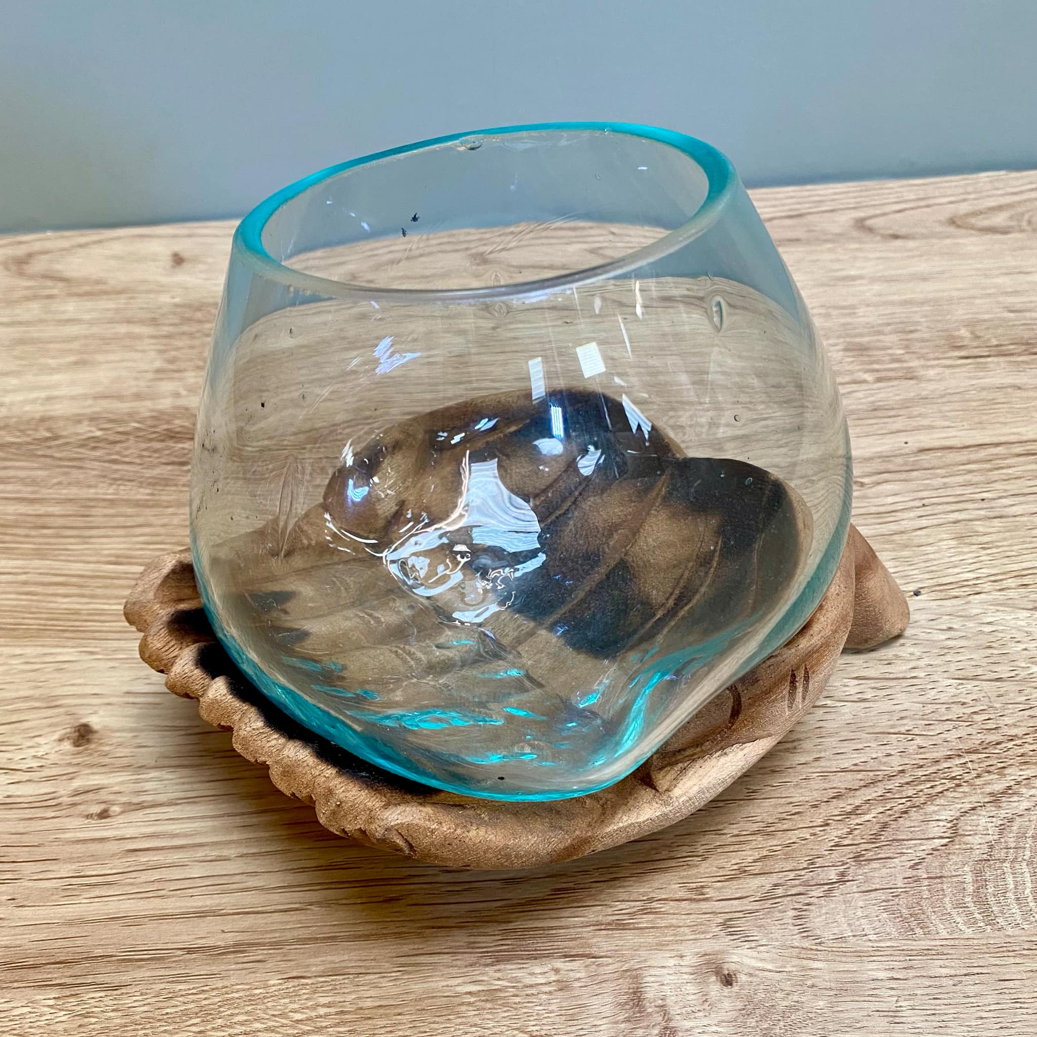 Driftwood Carved Hand Holding Glass Bowl
