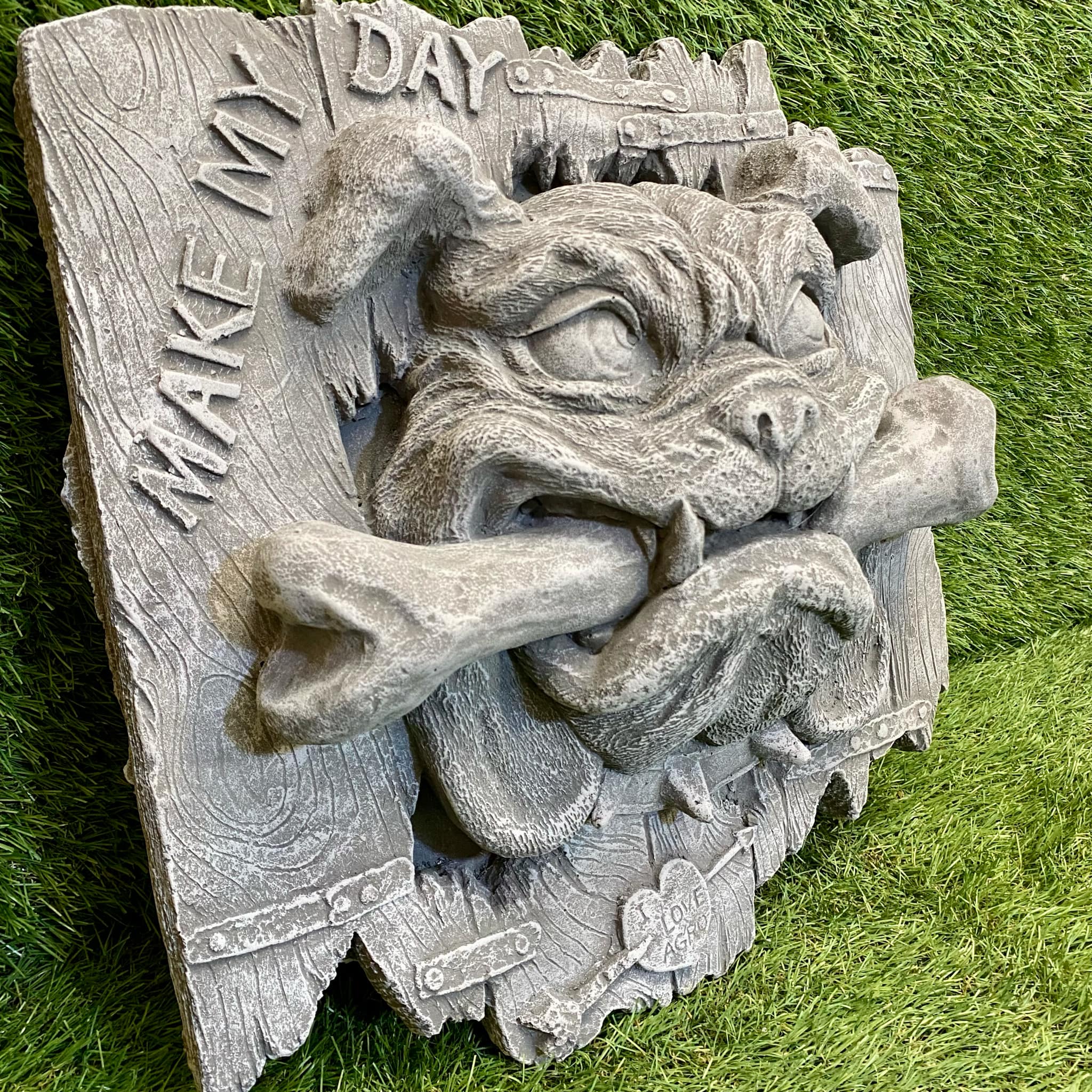 Large Bulldog In Fence Plaque