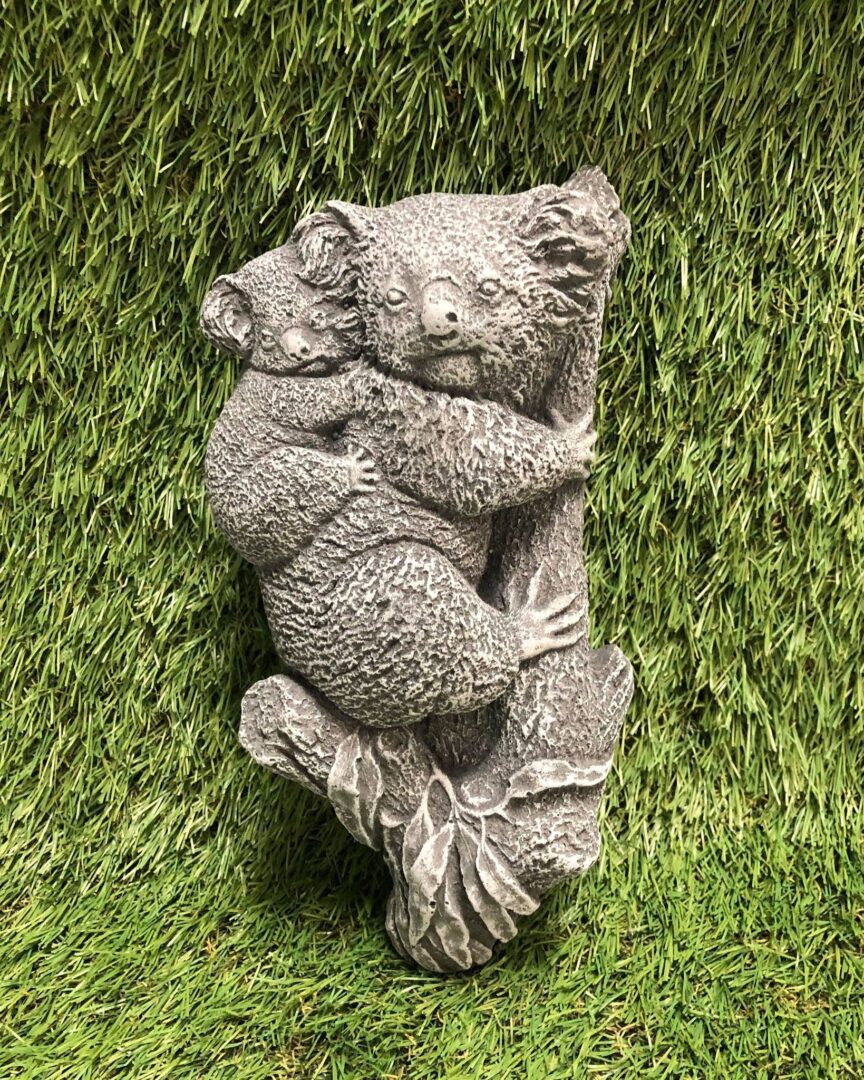 Concrete Koala With Baby Hanging Wall Plaque