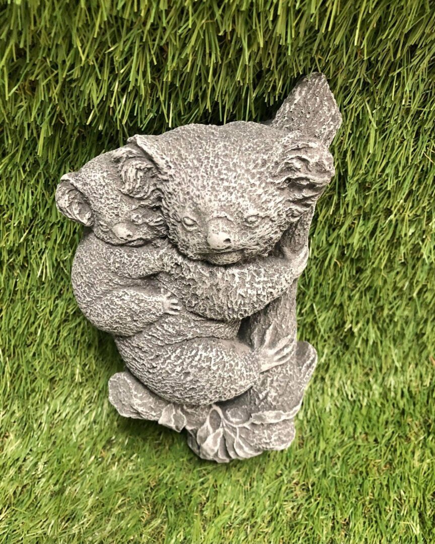 Concrete Koala With Baby Hanging Wall Plaque