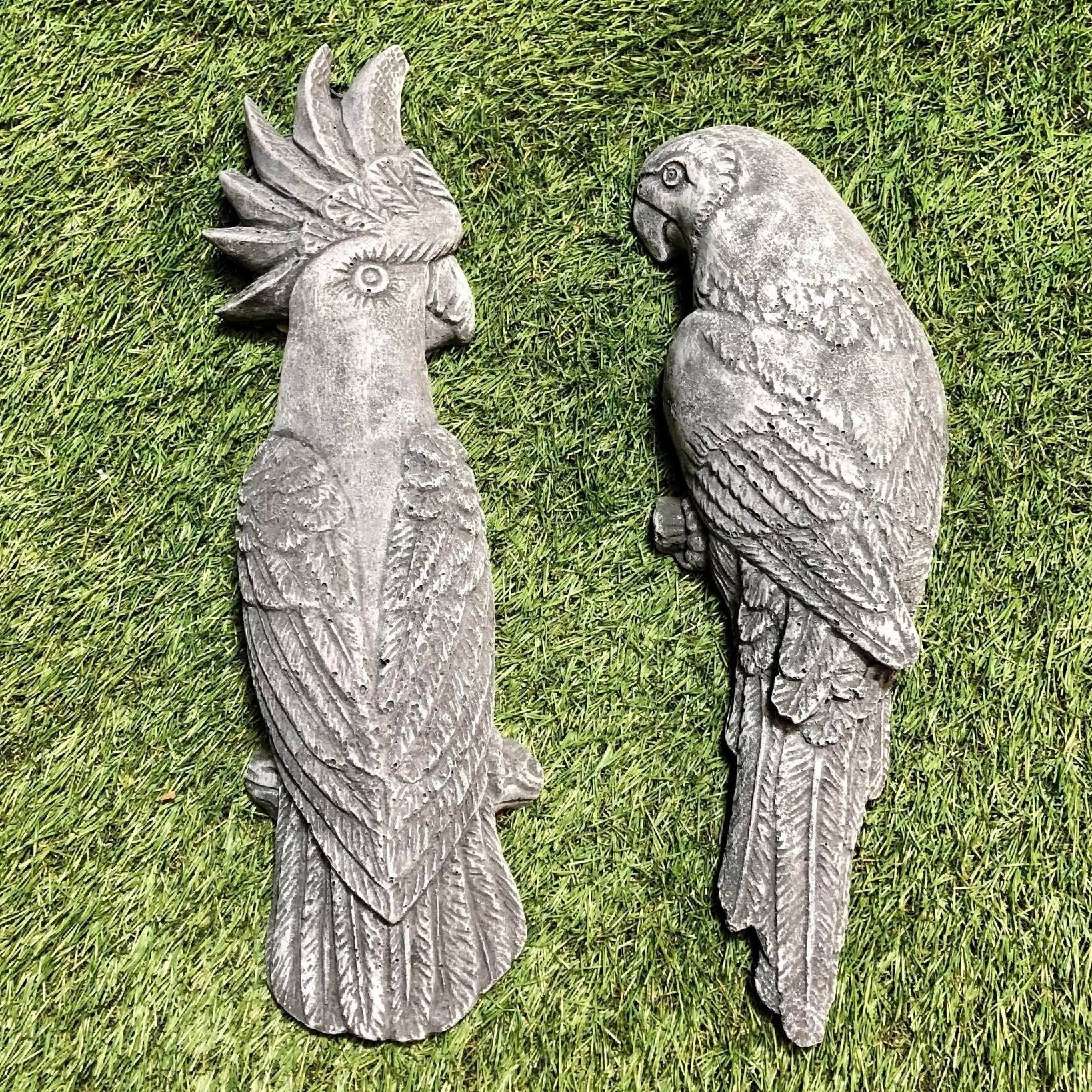 Concrete Parrot / Cockatoo Bird Hanging Plaques