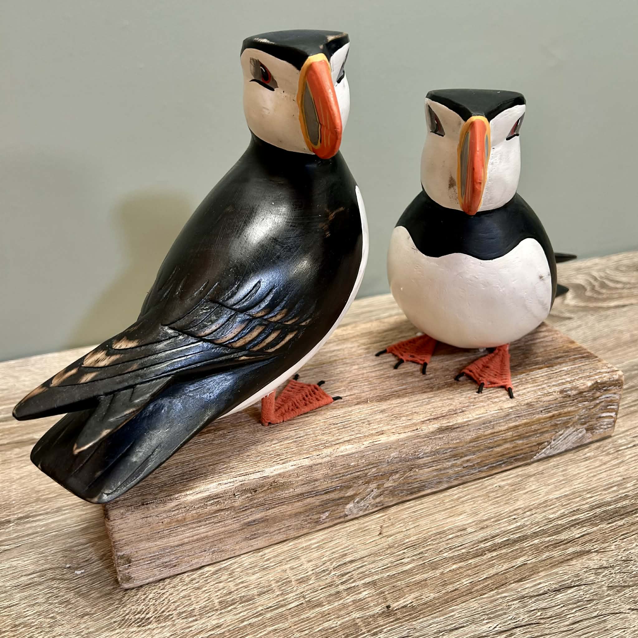 Puffins On Wooden Stand