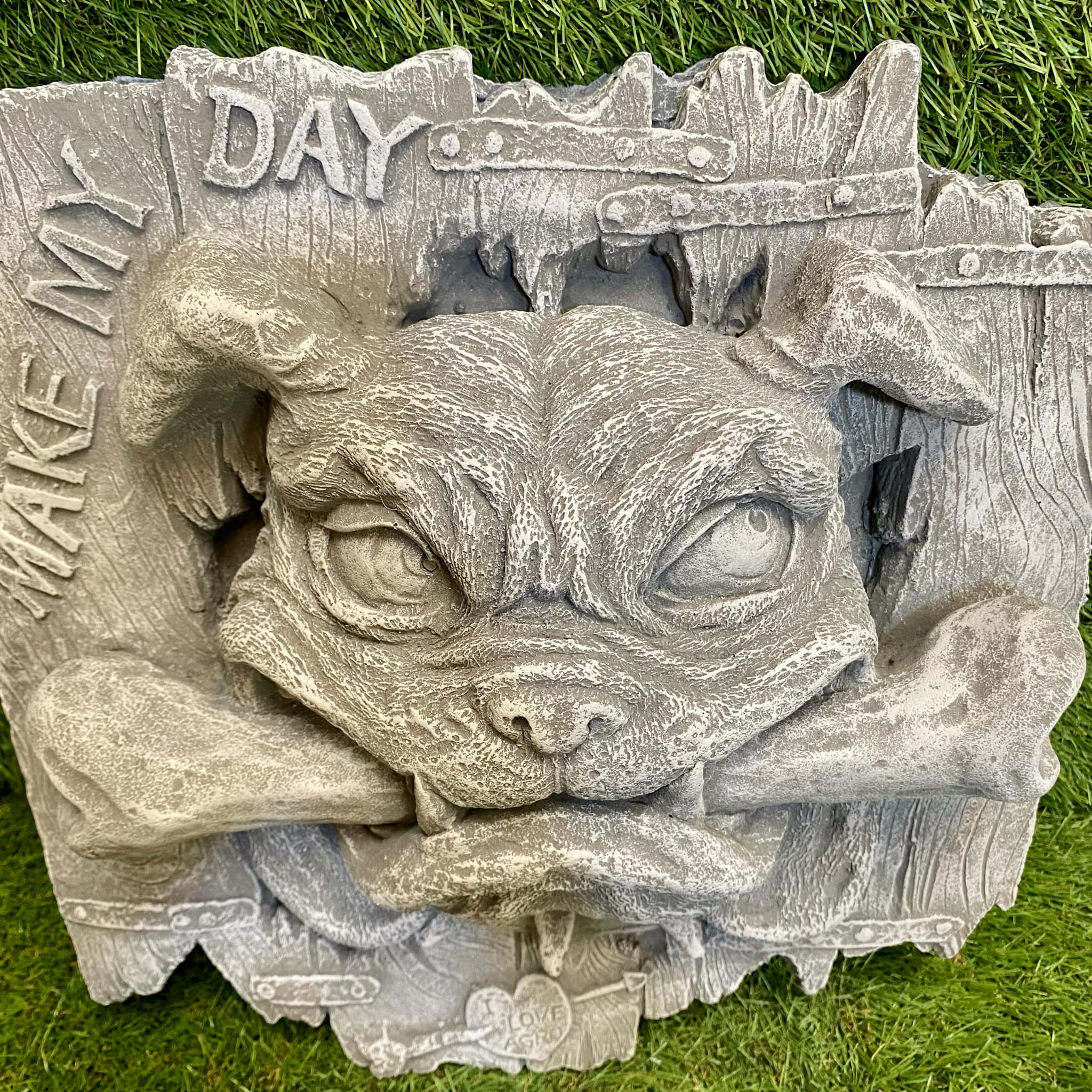 Large Bulldog In Fence Plaque