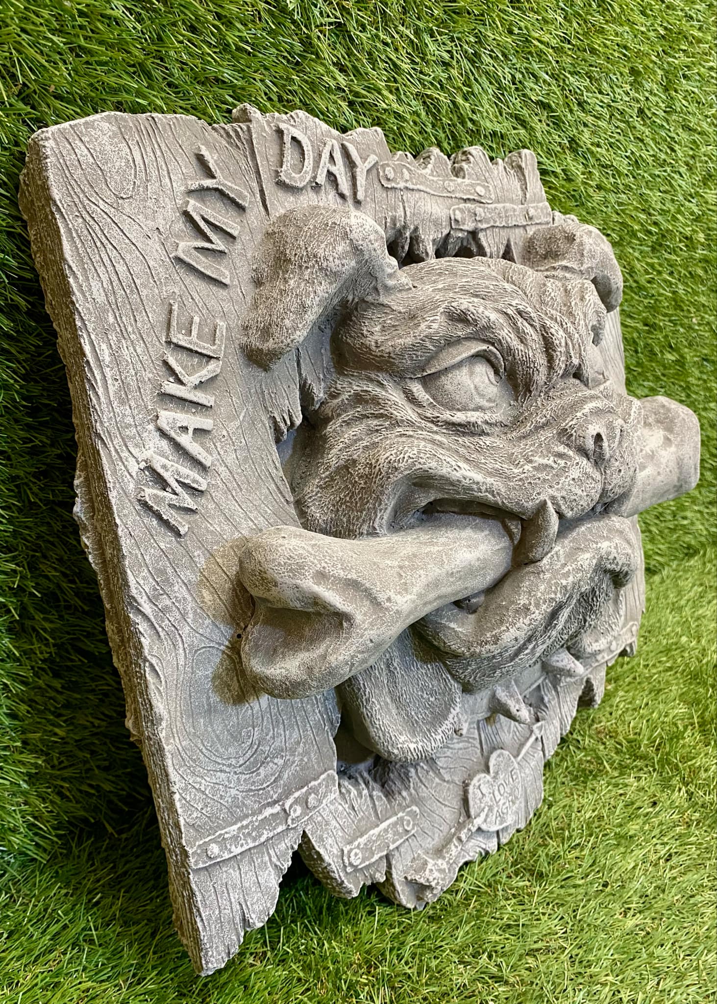 Large Bulldog In Fence Plaque