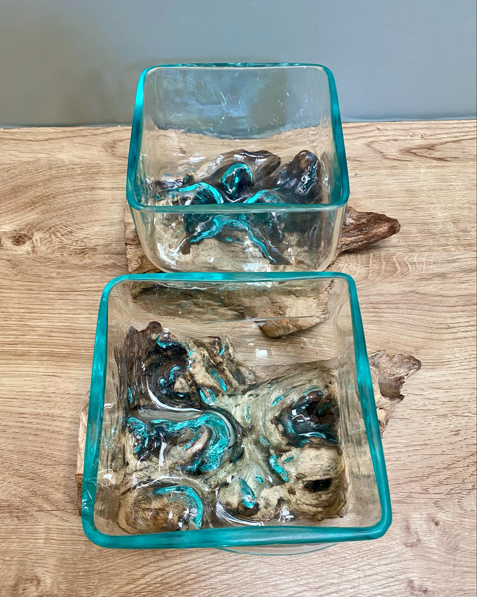 Driftwood Glass Square Bowl