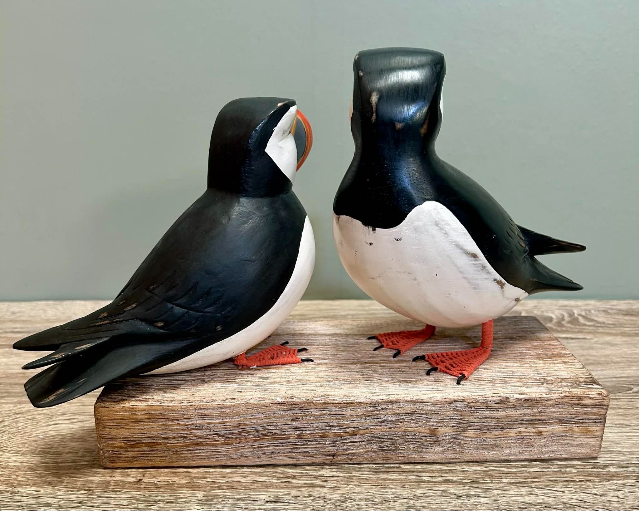 Puffins On Wooden Stand