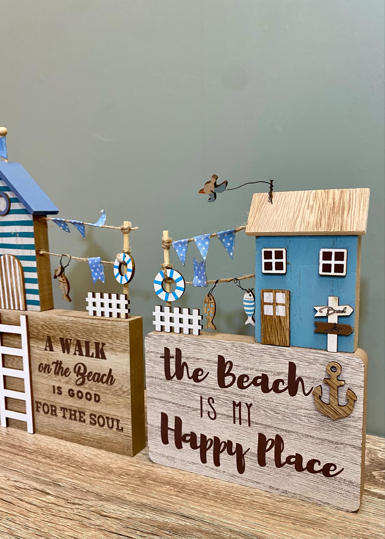 Wooden Coastal & Beach Hut Scene Sign
