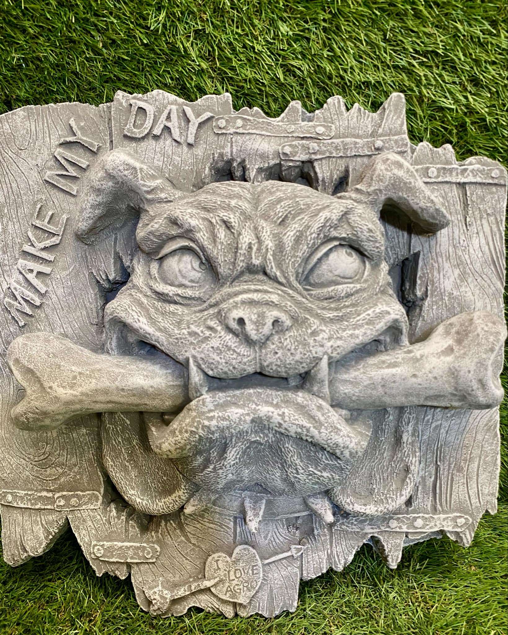 Large Bulldog In Fence Plaque