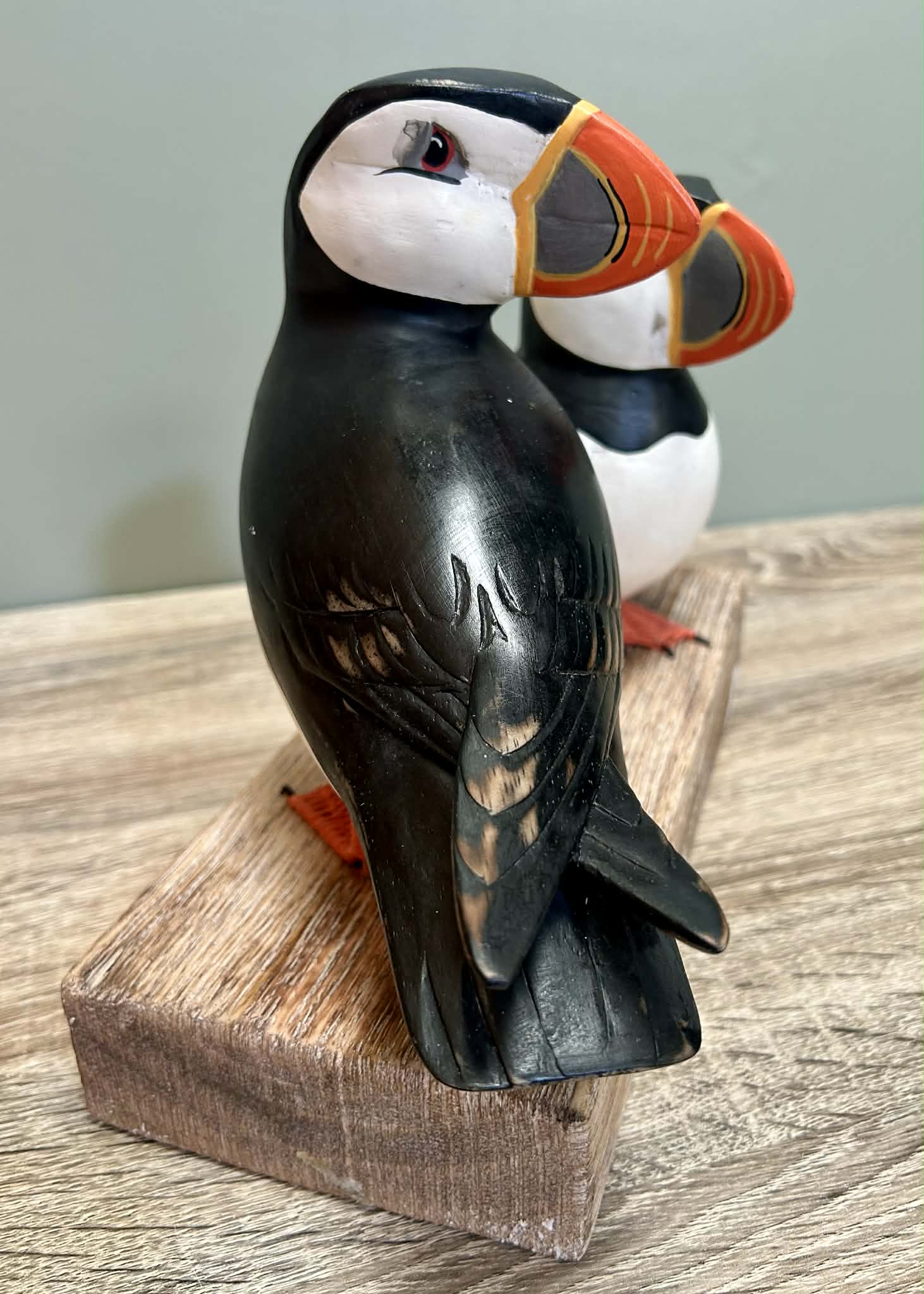 Puffins On Wooden Stand
