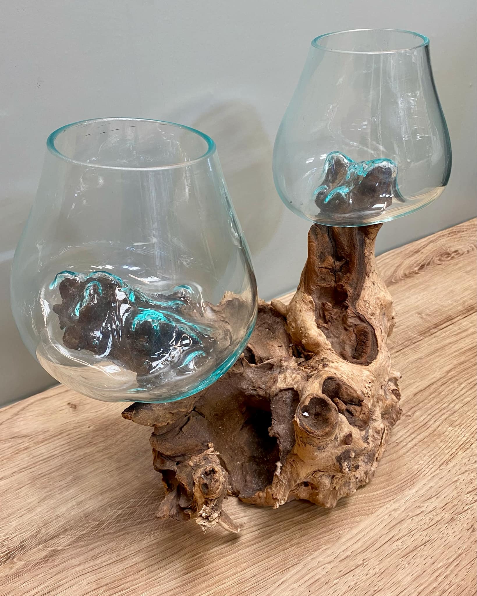 Driftwood Double Glass Vase
