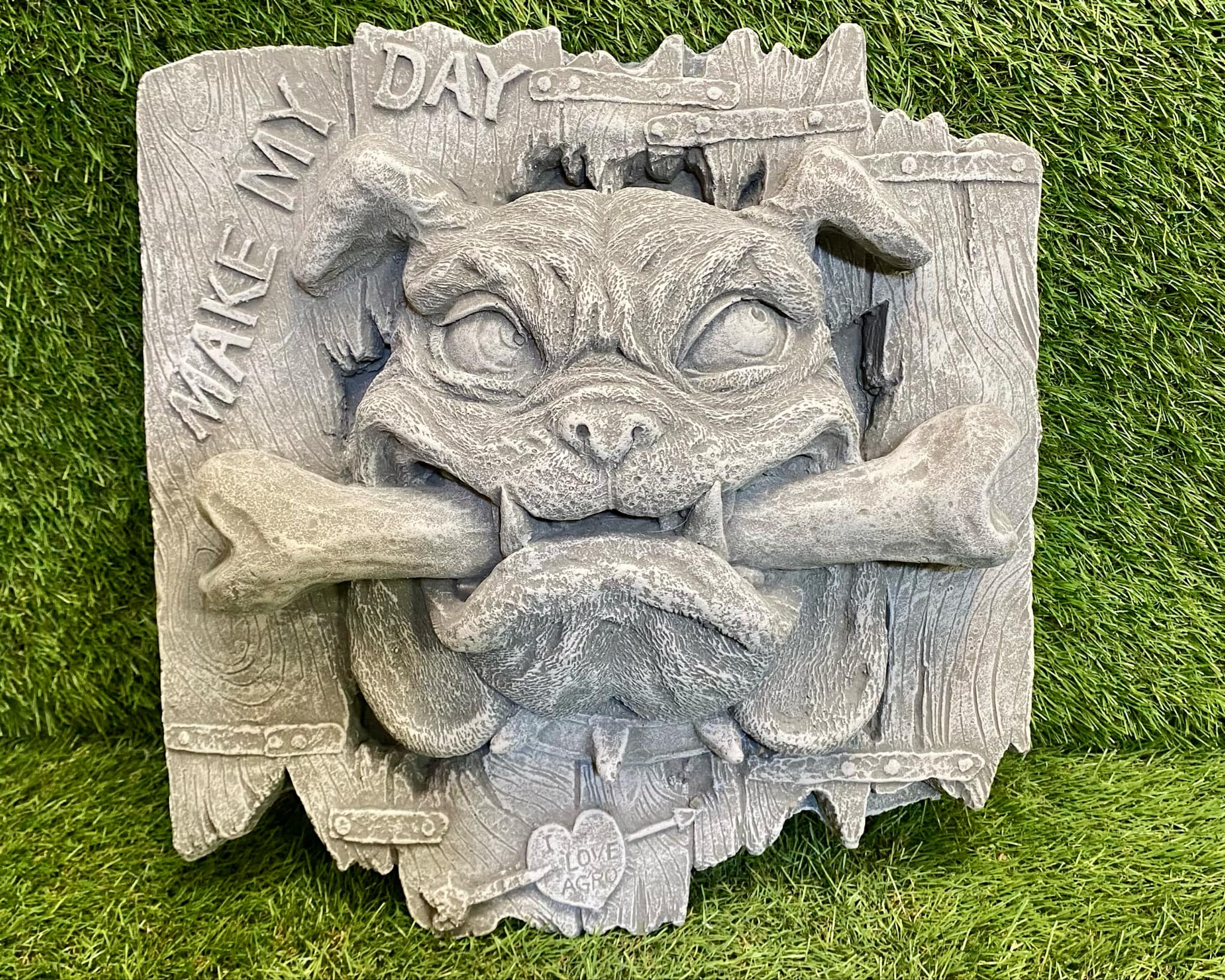 Large Bulldog In Fence Plaque