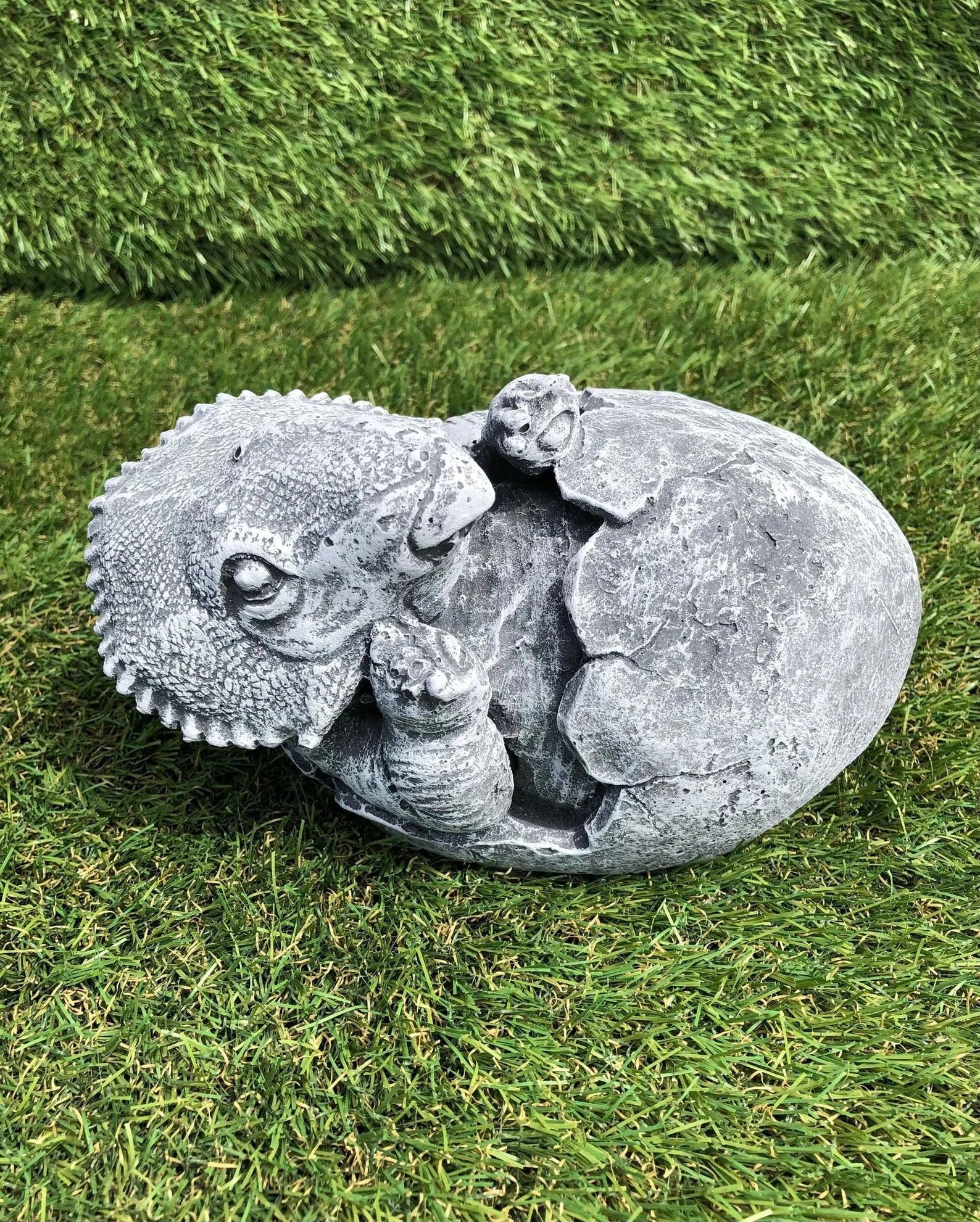 Concrete Triceratops Hatching Dinosaur Egg