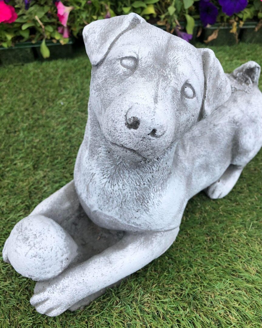 Concrete Jack Russell With Ball