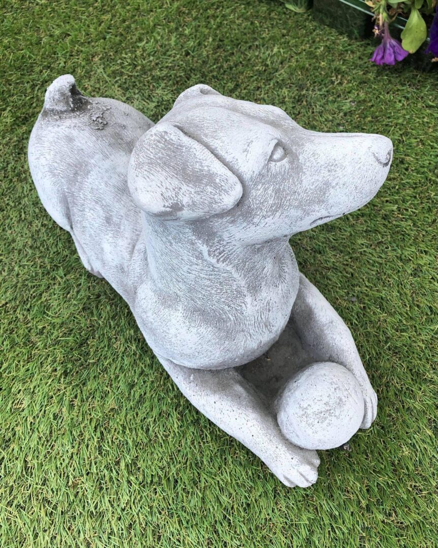 Concrete Jack Russell With Ball