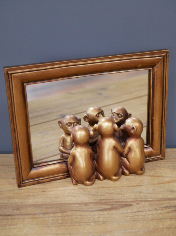 Three Monkeys Mirror (Gold)