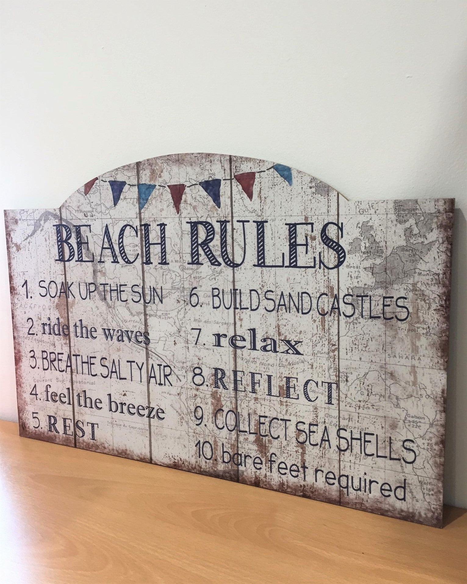 Wooden Plaque Sign - Beach Rules