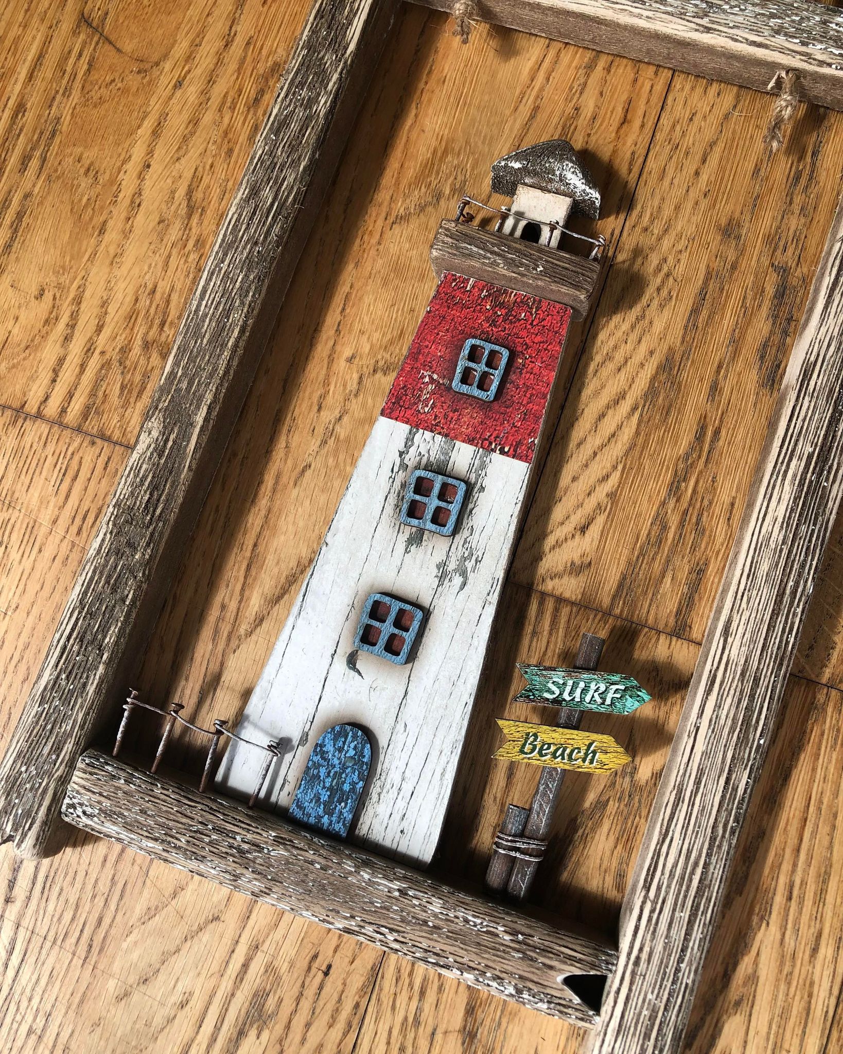 Hanging Rustic Lighthouse Frame