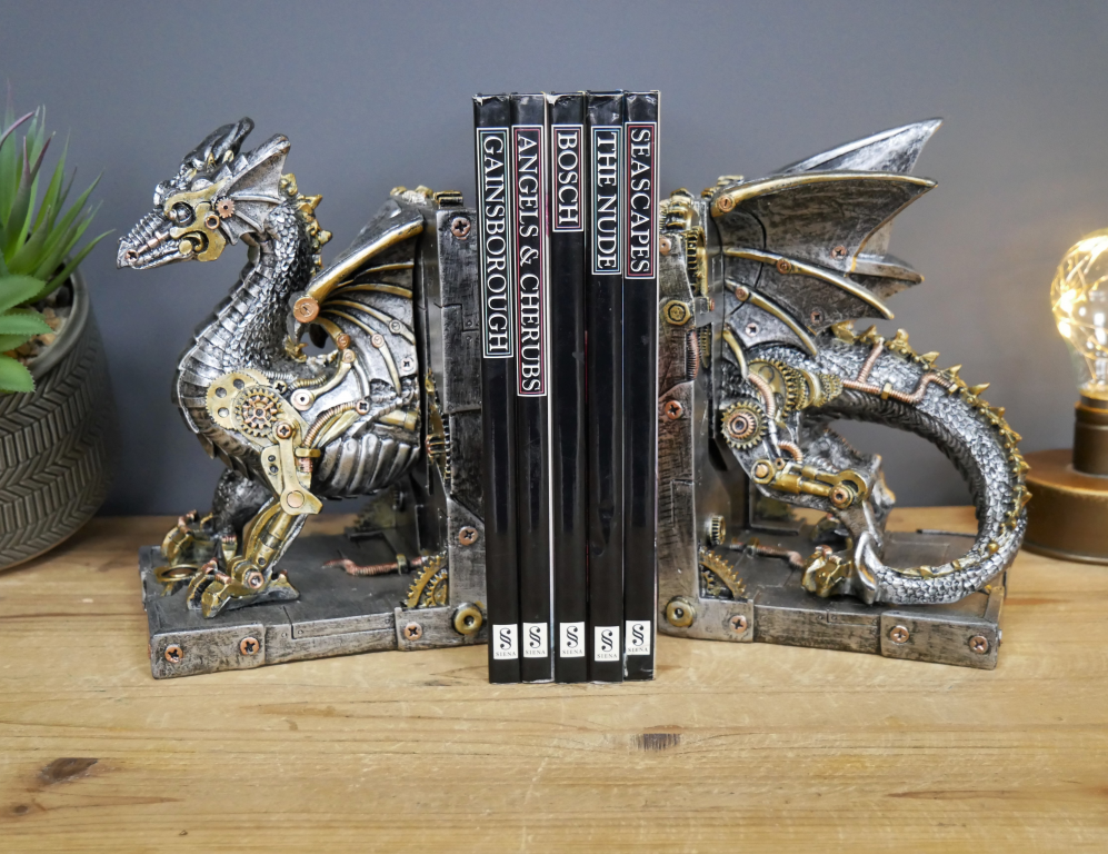 Steampunk Dragon Book Ends