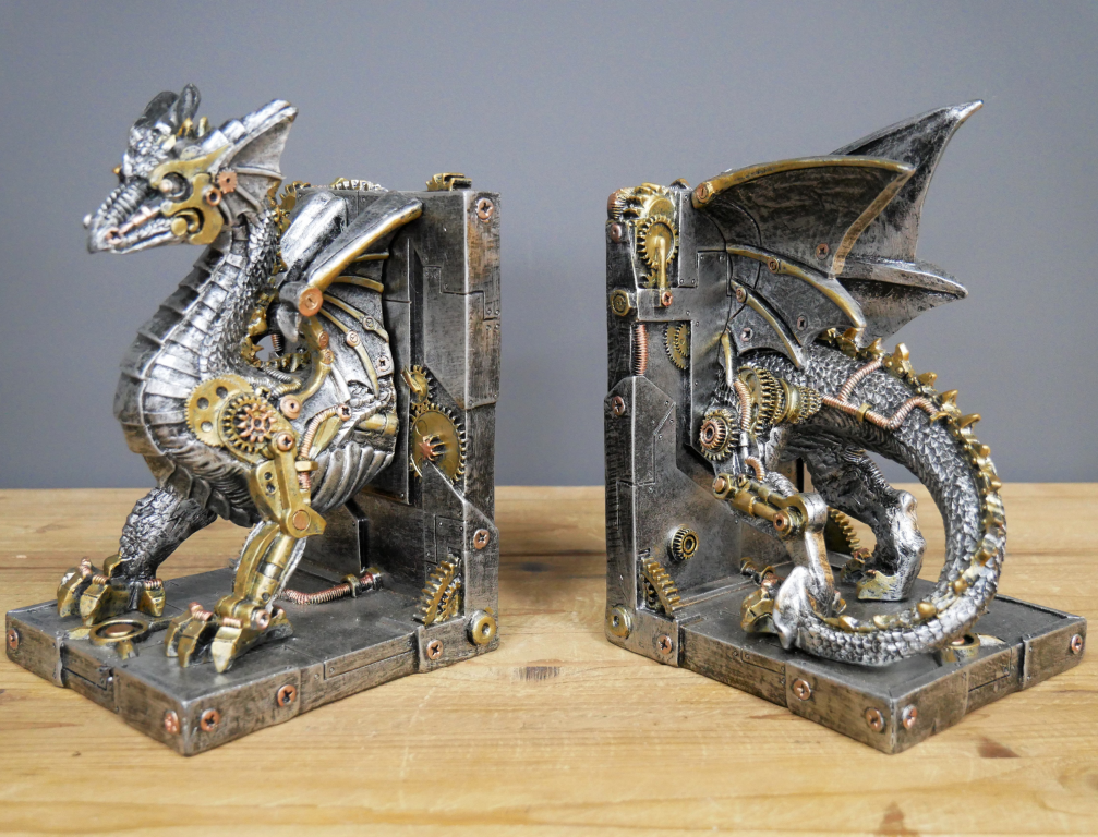 Steampunk Dragon Book Ends