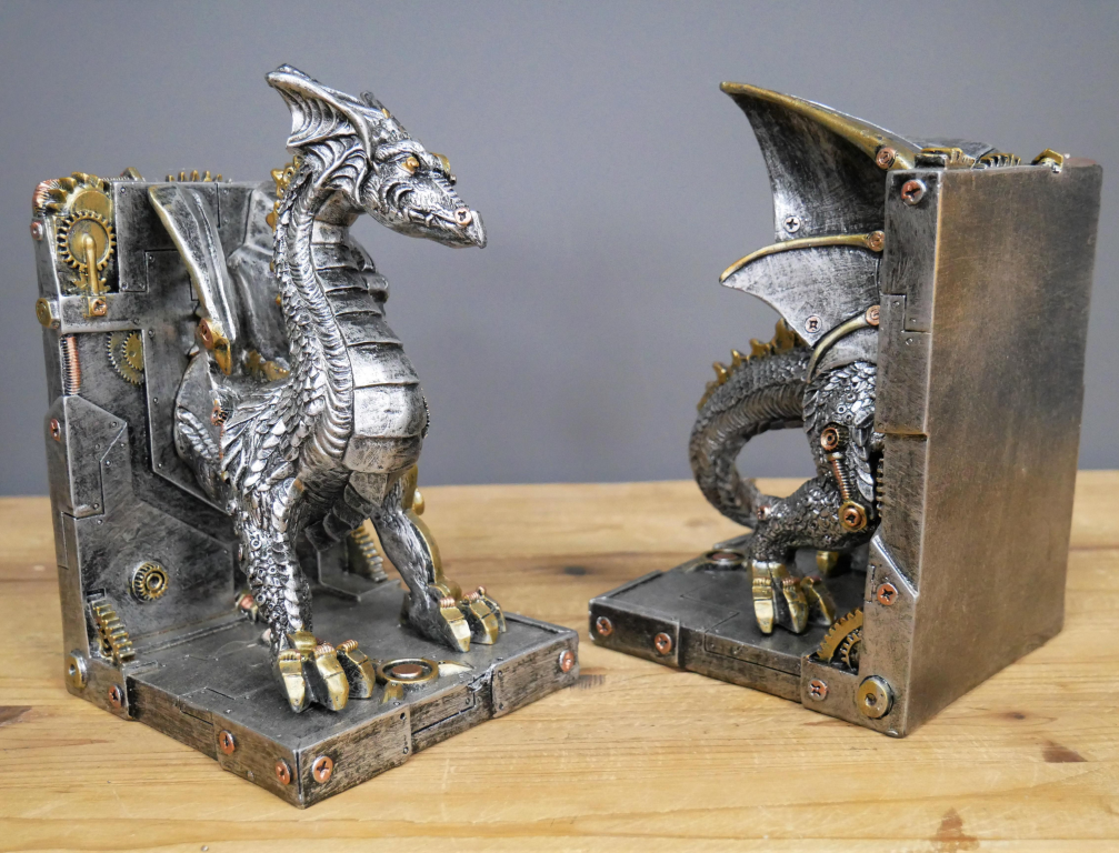Steampunk Dragon Book Ends