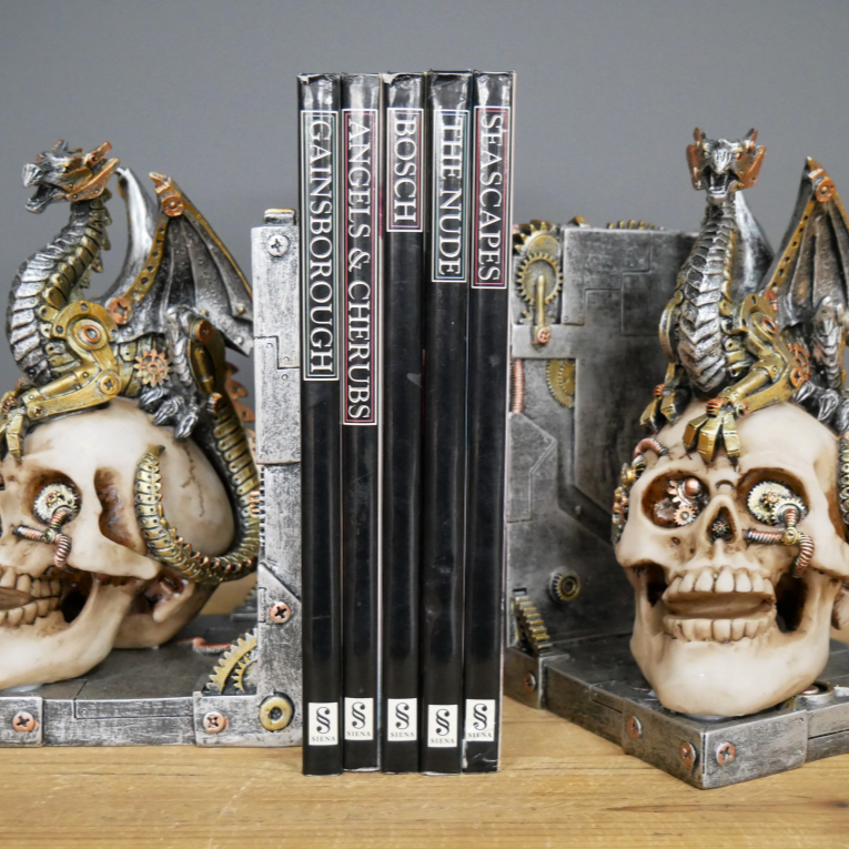 Steampunk Skull Book Ends