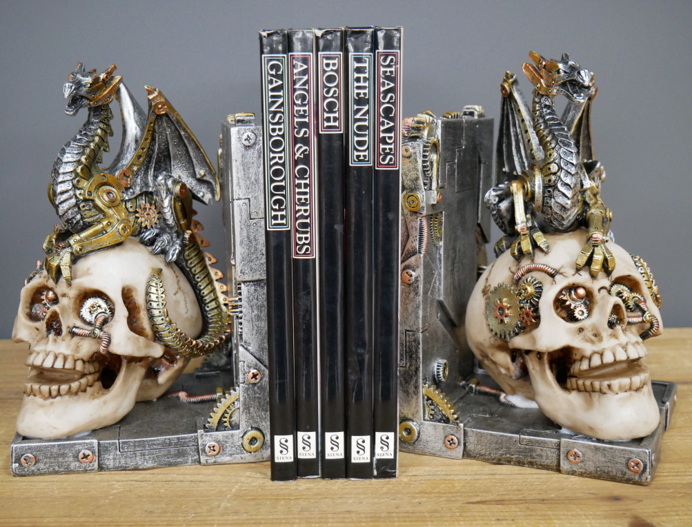 Steampunk Skull Book Ends