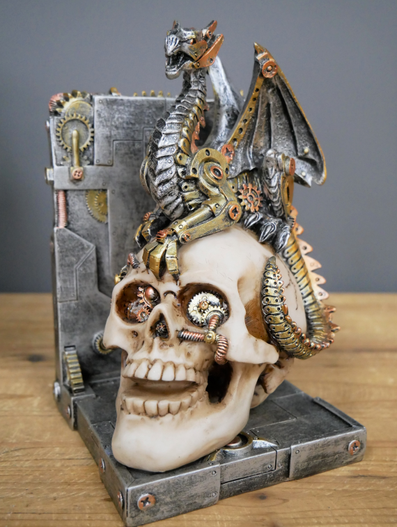 Steampunk Skull Book Ends