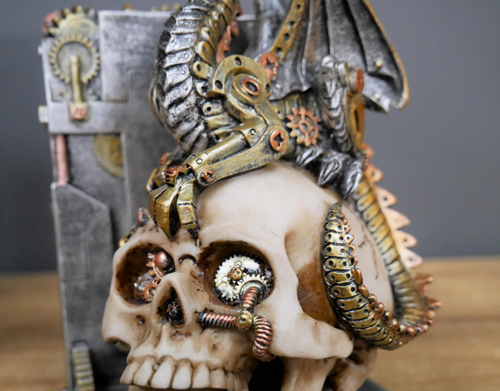 Steampunk Skull Book Ends
