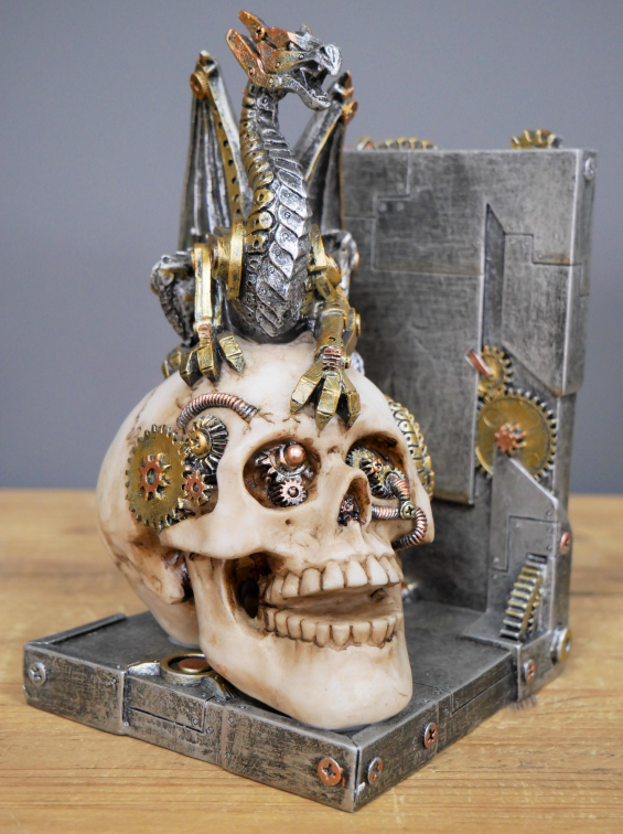Steampunk Skull Book Ends