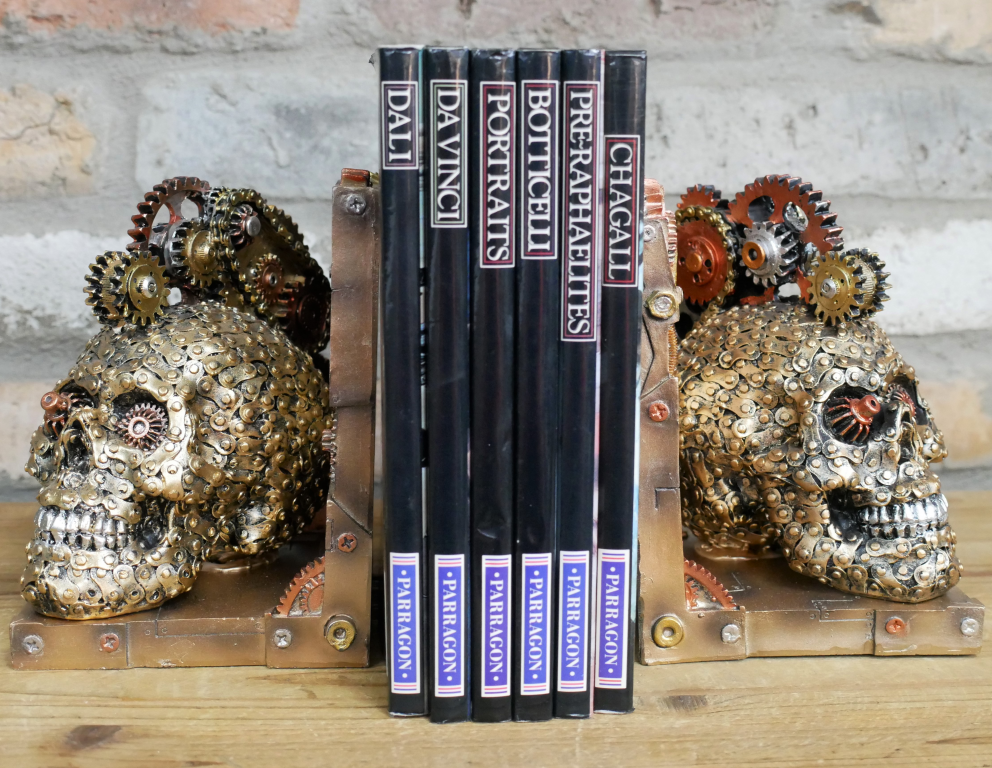 Steampunk Skull Book Ends