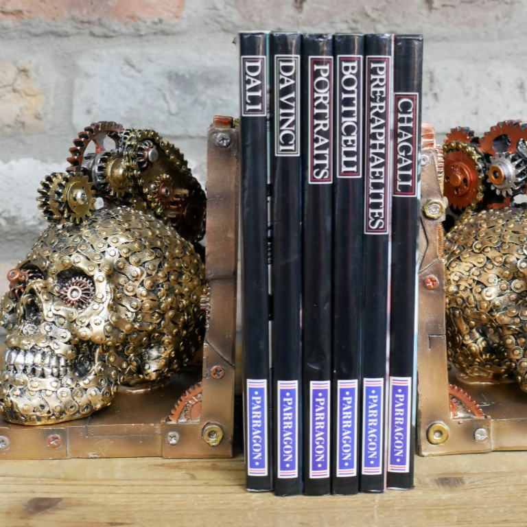 Steampunk Skull Book Ends