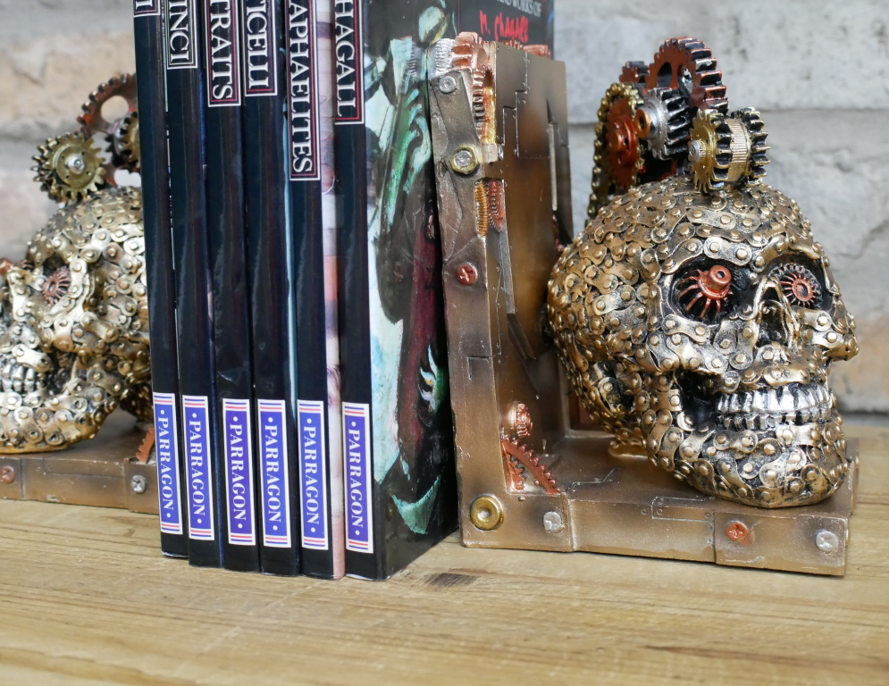 Steampunk Skull Book Ends