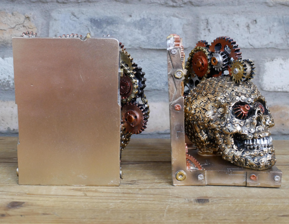 Steampunk Skull Book Ends