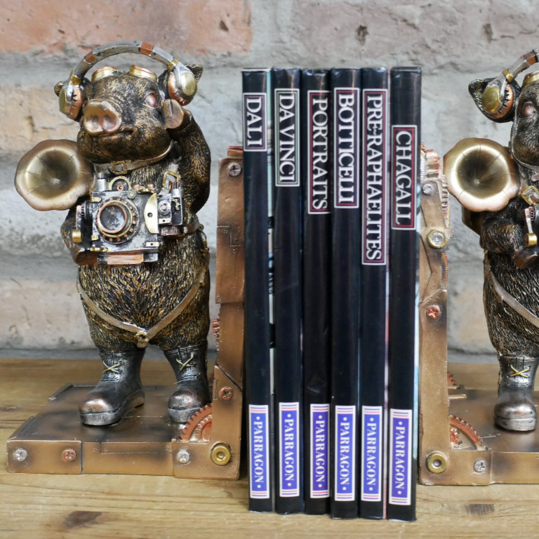 Steampunk Pig Book Ends