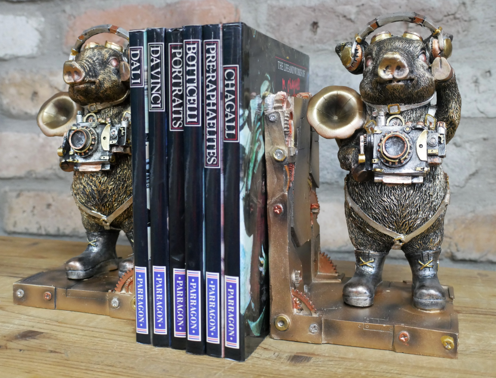 Steampunk Pig Book Ends